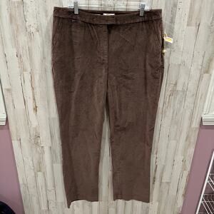 New! Talbots Brown Velvet Classic Straight Fit Stretch Pants Womens 16W